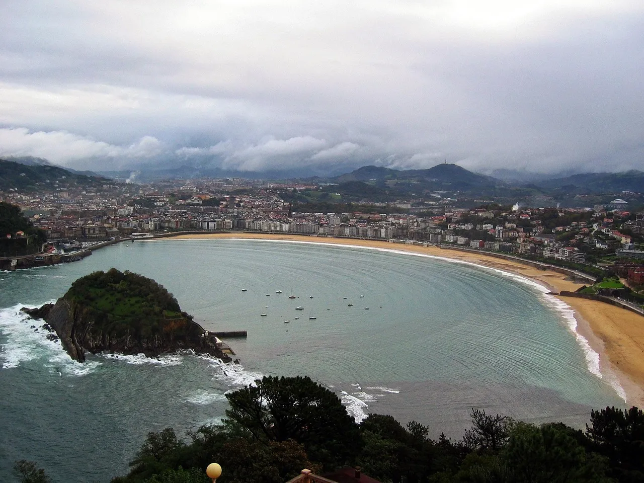 La Concha bay in San Sebastián, with its little island and curving beach