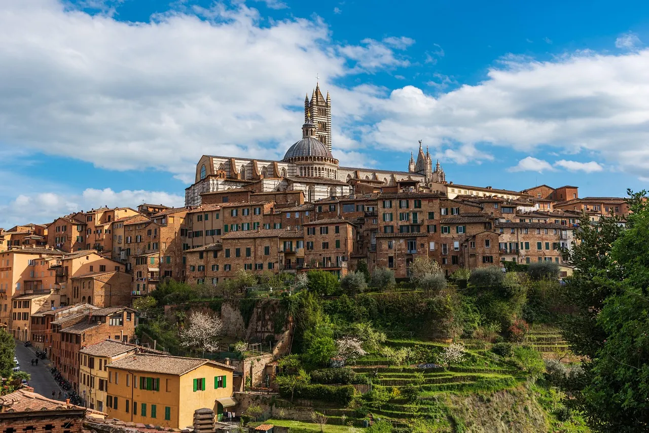 Siena's cathedral and red-brick houses on their hilltop